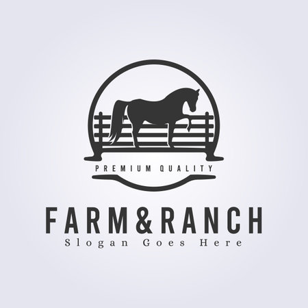 Illustration for logo of farm and ranch vector illustration horse icon symbol template design - Royalty Free Image