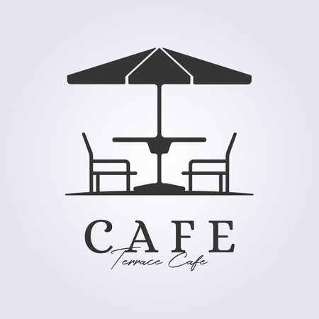 outdoor terrace cafe logo symbol icon sign vintage vector illustration designのイラスト素材