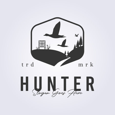 duck hunt logo vector illustration symbol icon sign template background designのイラスト素材