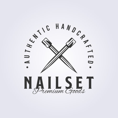 crossing nail set logo vintage vector illustration designのイラスト素材