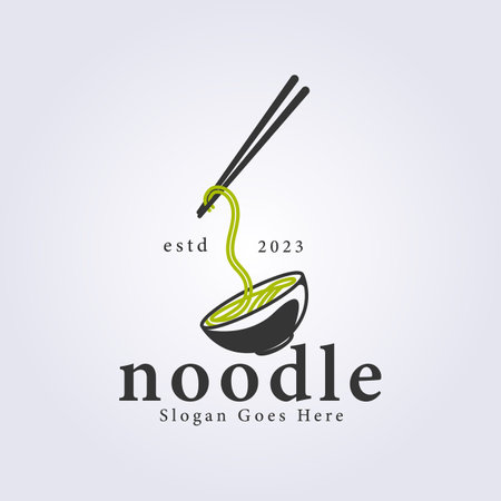 logo of noodle vector, pulled noodle by chopsticks icon vector illustration designのイラスト素材