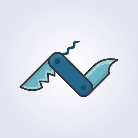 colored line knife multitool icon vector logo design, equipment for summer camp pack theme design multitool knifeのイラスト素材