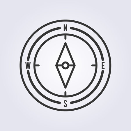 outline compass icon vector logo design, equipment for summer camp pack theme designのイラスト素材