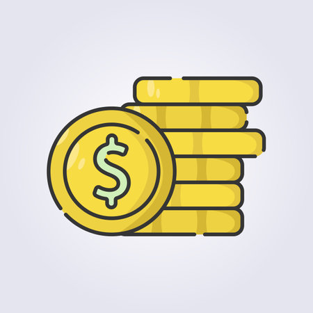 colored outline stack coins icon logo vector illustration designのイラスト素材
