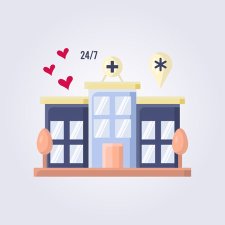 hospital illustration symbol icon template element vector design, color line clinic building for medical elementのイラスト素材
