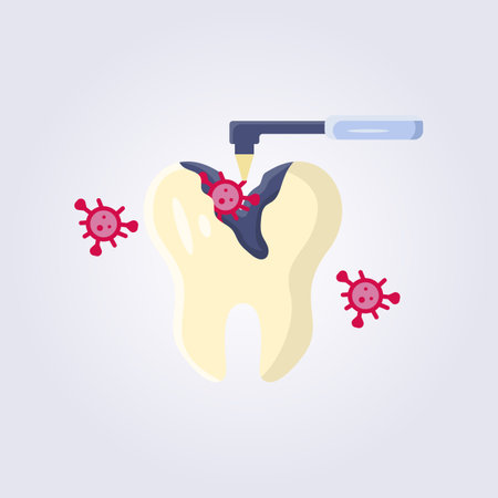 Teeth problem illustration vector flat icon graphic template design, cavity symbol for dentist template designのイラスト素材