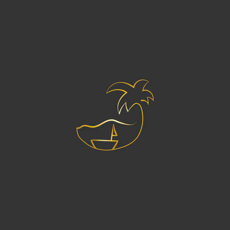 island vector on dark backgroundのイラスト素材