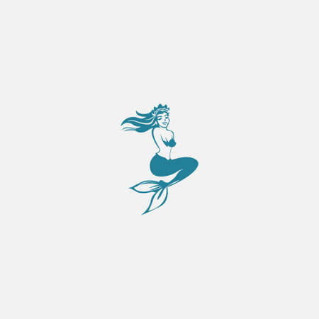 silhouette of mermaid on grey backgroundのイラスト素材
