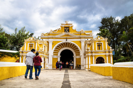 Antigua, Guatamala - 23 March 2018: El Calvario entrance to the churchのeditorial素材