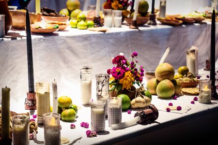 Altar for day of the dead, tradition for dia de los muertos in Merida, Mexico