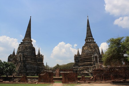 World heritage temples in Ayutthaya, Thailandの写真素材