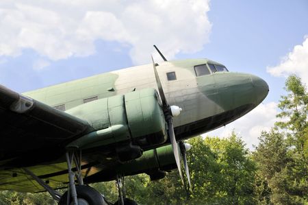 Old aircraft. Lisunov Li-2 in Slovac Aviation Museum.(World ware II). This model was Russian version...