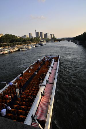 Cruise ships on Seine riverの写真素材