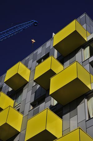 Yellow balcony and tower gantr