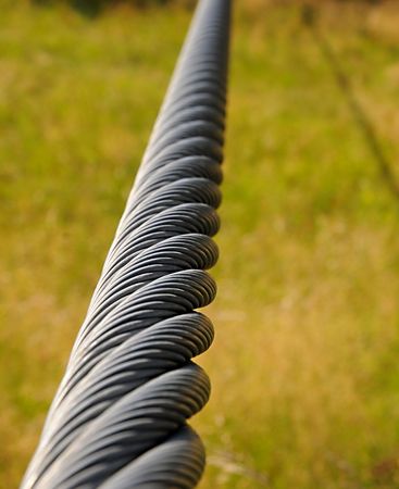A piece of a cable-car galvanized steel cable.の写真素材
