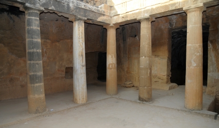 Phaphos, Cyprus Juni 2010:Tombs of the kings - Overview of the ruins -  colonade のeditorial素材