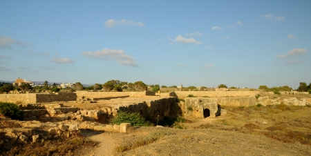 Phaphos, Cyprus Juni 2010:Tombs of the kings - Overview of the ruins. のeditorial素材