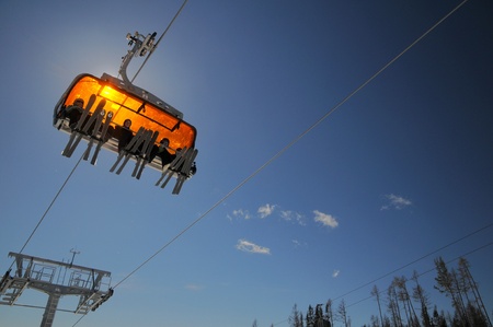 High Tatras,Slovakia-March 2011:Chairlift in the Orange bubbleのeditorial素材