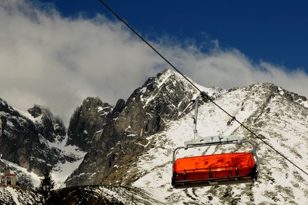 High Tatras,Slovakia-March 2011:Chairlift in the Orange bubbleのeditorial素材