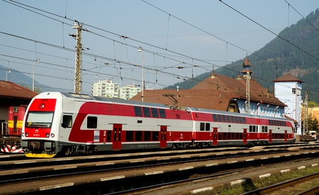 RuÅ¾omberok,Slovakia-April 2011: A Slovac regional train,  Electric motor units class 671