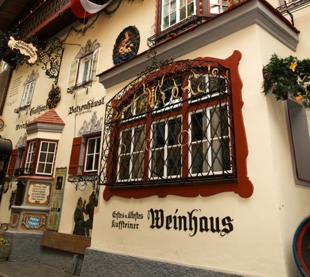 kufstein,austria, may 2011:painted houses in the streets of kufsteinのeditorial素材
