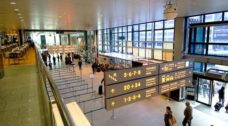 Krakow, Poland - April 2012:Check-in in Krakow airportのeditorial素材