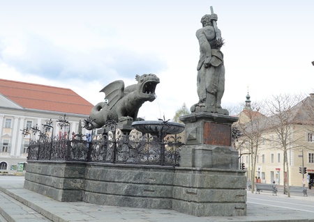 Klagenfurt Austria April 2012:Lindworm Fountain のeditorial素材