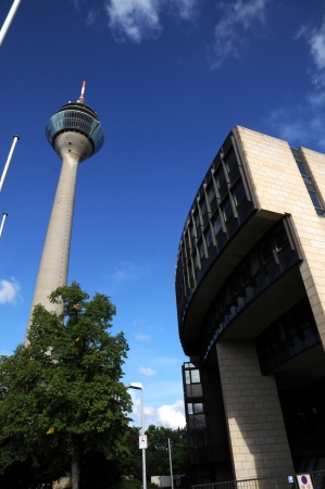 Duásselldorf Germany August 2012: Houses of Parliament under the TV towerのeditorial素材