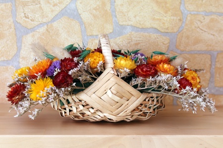 details of a bouquet of dried flowersの写真素材