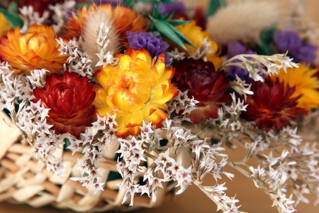 details of a bouquet of dried flowersの写真素材