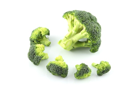 details of broccoli isolated on whiteの写真素材