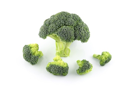 details of broccoli isolated on whiteの写真素材