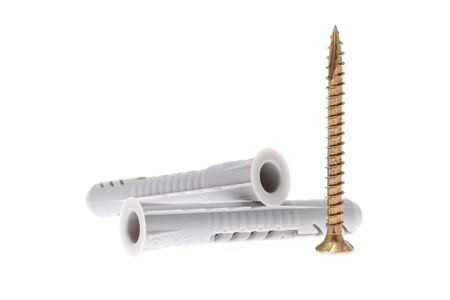 details of a dowels and a screw isolated on white