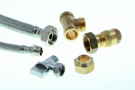 details of plumbing fittings isolated on white background