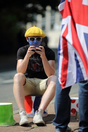 Lyon, France. July 13, 2013. Details of the advertising caravan of the stage 14 of the  famous race  Tour de France 2013.のeditorial素材