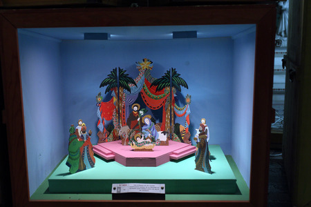 Lyon, France. December 26, 2015. Details of nativity scene during during the Christmas season at the basilica of FourviÃ¨re.のeditorial素材