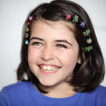 Details of a beautiful caucasian smiling girl.の写真素材