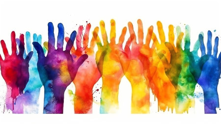 AI generated: LGBTQ Style Art with Pride Flags and Vibrant Colors Celebrating Inclusivity and Diversityの素材