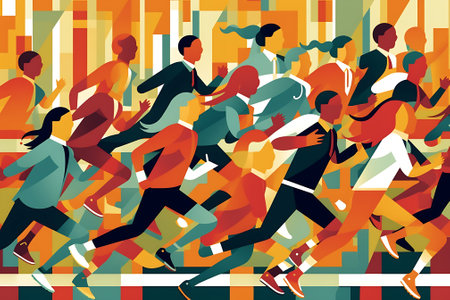 AI generated: Winning the Race - Competition and Success in Business Illustrationの素材