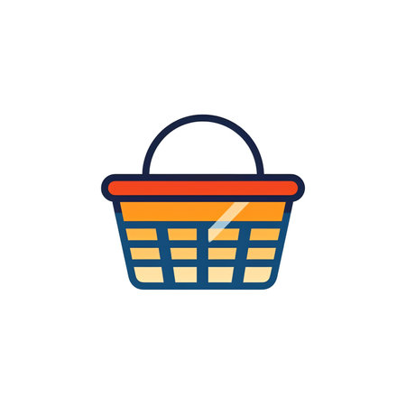 Grocery basket - a shopping basket in different colors. Vector illustration in flat style, design templateの素材