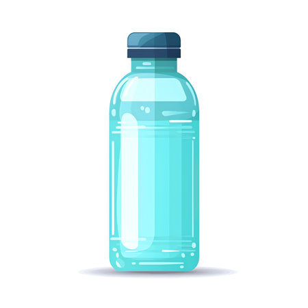 Water plastic bottle flat isolated on white background - vector illustration in flat style, different types of water, food design templateの素材