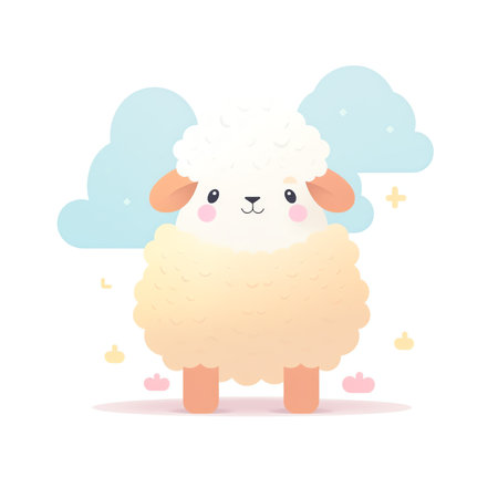 Cute sheep baby animal concept illustration for nursery, character for childrenの素材