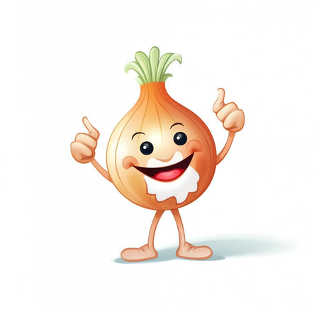 Onion cute character, vector illustration for kids in cartoon styleの素材