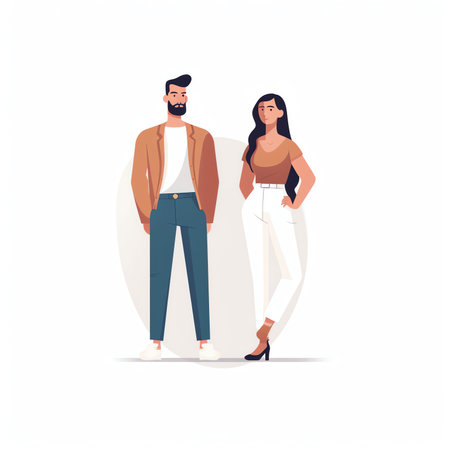 Young couple. Man and woman, family photo. Vector illustration in flat styleの素材