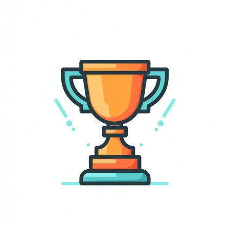 Trophy, isolated vector illustration in flat style, icon for winning, success, championship, competition.の素材