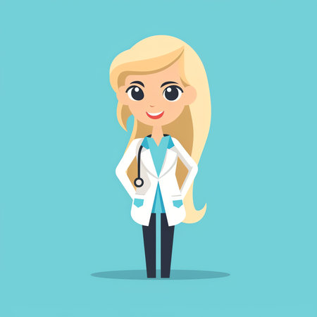 Female doctor cute character. illustration in flat styleの素材