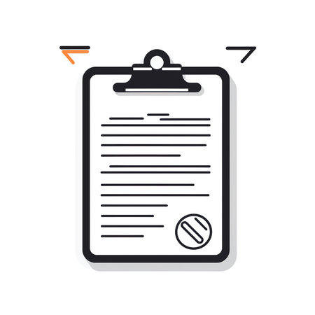 Clipboard with text document and approved stamp on it. Vector illustration in flat style.の素材