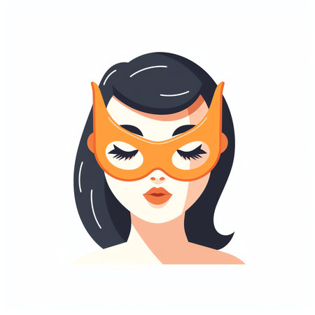 Face sheet mask. Illustration set with girl using mask, skin care, beauty routine. Cute vector illustration in flat style.の素材