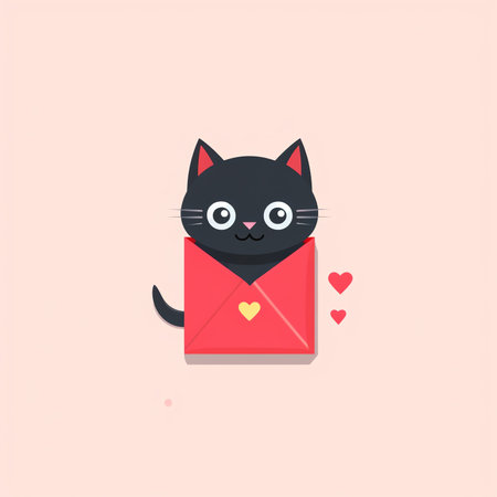 Be mine Valentine, a Valentine's day greeting card with a post box. Vector illustration in flat styleの素材