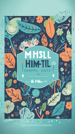 Mental health poster with lettering and flowers. Hand drawn colorful Vector illustrationの素材